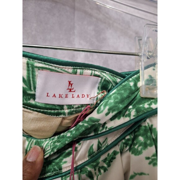 Lake Lady Graphic Print Circle Skirt Sz Small Pocket Oriental Derby Formal Party - Picture 8 of 13
